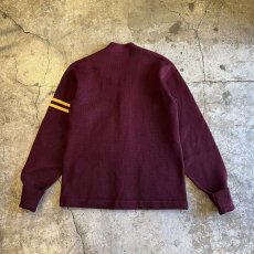 画像2: OLD POINT LINE DESIGN LETTERED WOOL CARDIGAN / Ladies M (2)