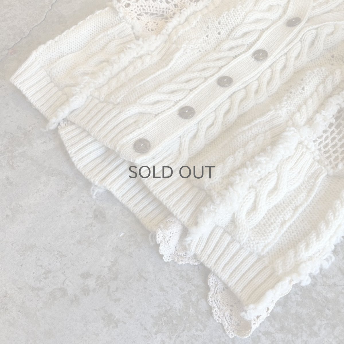 画像4: 【Wiz&Witch】"UNITED" PATCHWORK LACE  ALAN KNIT CARDIGAN / OS  (4)