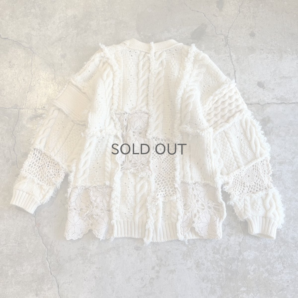 画像2: 【Wiz&Witch】"UNITED" PATCHWORK LACE  ALAN KNIT CARDIGAN / OS  (2)