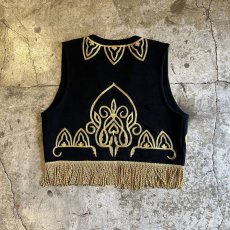 画像2: ART EMBROIDERY PATTERN FRINGE DESIGN VEST / Ladies S (2)