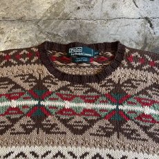 画像9: 【RALPH LAUREN】ALL OVER NATIVE PATTERN COTTON KNIT SWEATER / Ladies M(160) (9)