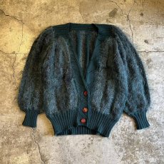 画像1: MIX COLOR DESIGN MOHAIR KNIT CARDIGAN / Ladies L (1)