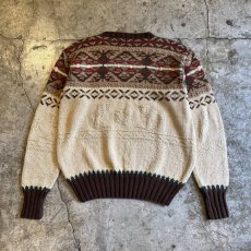 画像2: 【RALPH LAUREN】ALL OVER NATIVE PATTERN COTTON KNIT SWEATER / Ladies M(160) (2)