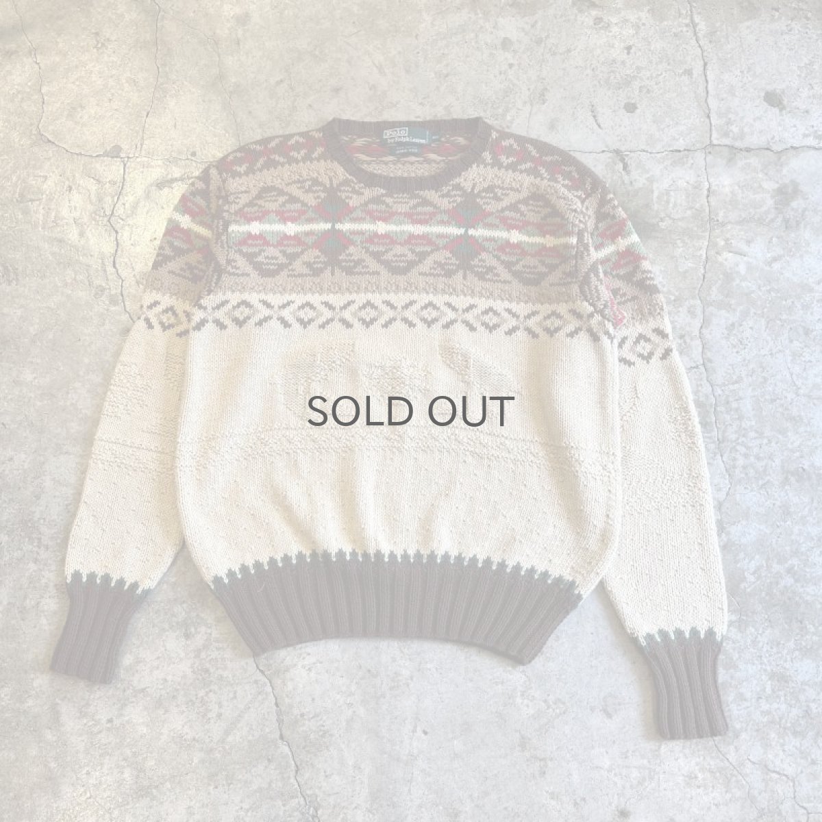 画像1: 【RALPH LAUREN】ALL OVER NATIVE PATTERN COTTON KNIT SWEATER / Ladies M(160) (1)