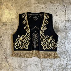 画像1: ART EMBROIDERY PATTERN FRINGE DESIGN VEST / Ladies S (1)