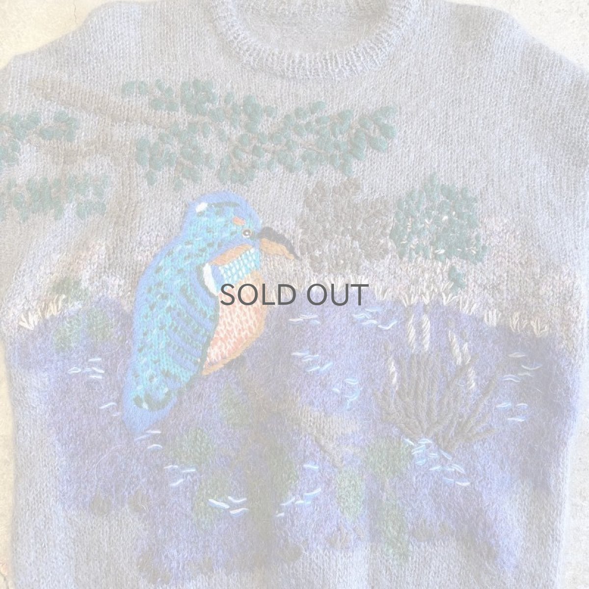 画像5: BIRD ART EMBROIDERY DESIGN MOHAIR KNIT / Ladies M (5)