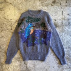 画像1: BIRD ART EMBROIDERY DESIGN MOHAIR KNIT / Ladies M (1)