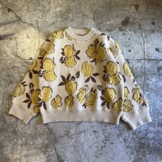 画像1: ALL OVER FLORAL PATTERN COLOR DESIGN KNIT SWEATER / Ladies M (1)