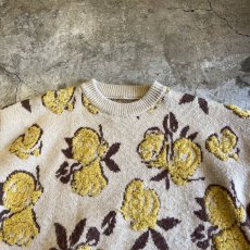 画像8: ALL OVER FLORAL PATTERN COLOR DESIGN KNIT SWEATER / Ladies M (8)