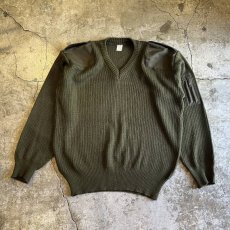 画像1: MILITARY SHOULDER ELBOW PATCH DESIGN SWEATER / Ladies XL (1)