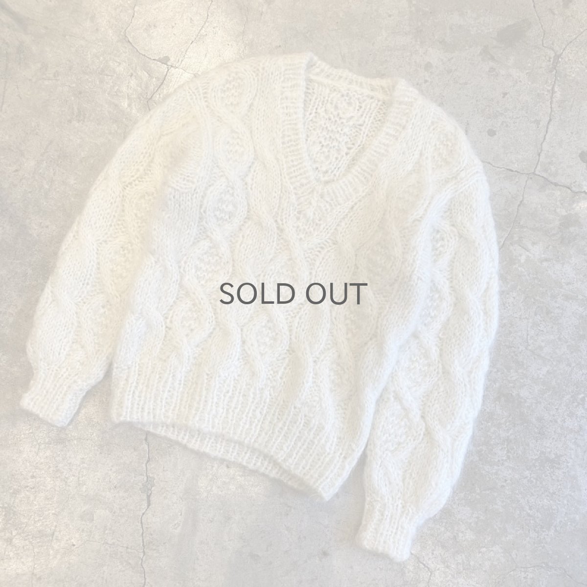 画像4: V NECK DESIGN MOHAIR KNIT BIG SWEATER / Ladies L (4)