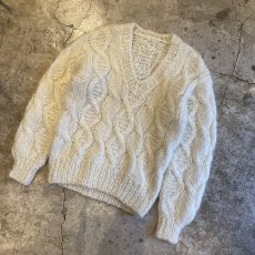 画像4: V NECK DESIGN MOHAIR KNIT BIG SWEATER / Ladies L (4)