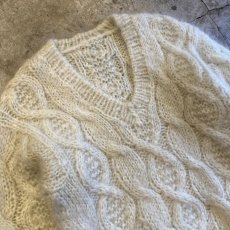 画像3: V NECK DESIGN MOHAIR KNIT BIG SWEATER / Ladies L (3)