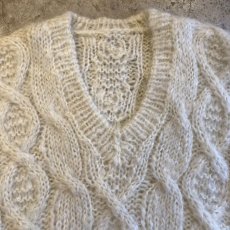 画像6: V NECK DESIGN MOHAIR KNIT BIG SWEATER / Ladies L (6)