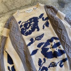 画像3: 90's【Yves Saint Laurent】ALL OVER PATTERN COTTON KNIT SWEATER / Ladies L (3)