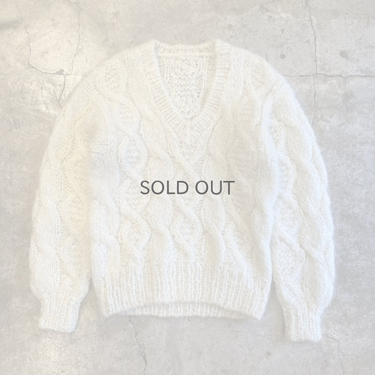 画像1: V NECK DESIGN MOHAIR KNIT BIG SWEATER / Ladies L (1)