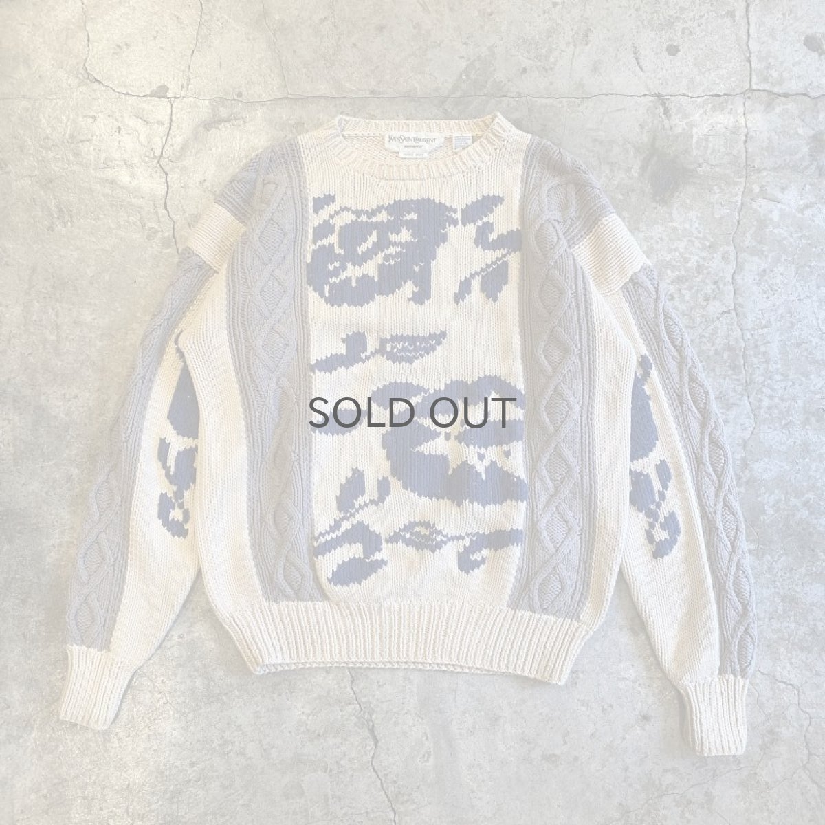 画像1: 90's【Yves Saint Laurent】ALL OVER PATTERN COTTON KNIT SWEATER / Ladies L (1)