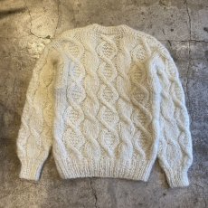 画像2: V NECK DESIGN MOHAIR KNIT BIG SWEATER / Ladies L (2)