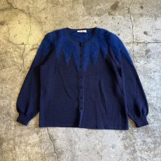 画像1: 2 TONE COLOR MOHAIR DOCKING DESIGN CARDIGAN / Ladies L (1)