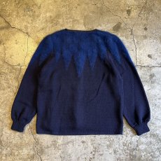 画像2: 2 TONE COLOR MOHAIR DOCKING DESIGN CARDIGAN / Ladies L (2)