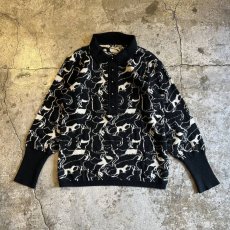 画像1: ALL OVER CAT ART PATTERN KNIT L/S TOPS / Ladies S (1)