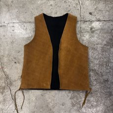 画像1: SUEDE LEATHER SIDE LACE UP DESIGN VEST / Ladies M (1)