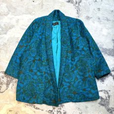 画像1: FLORAL PATTERN SHAWL COLLAR MOHAIR JACKET / Mens M (1)