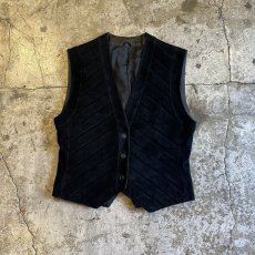 画像1: BLACK COLOR SUEDE LEATHER DESIGN VEST / Ladies M (1)