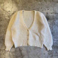 画像1: PEARL DESIGN BUTTON KNIT MOHAIR CARDIGAN / Ladies L (1)