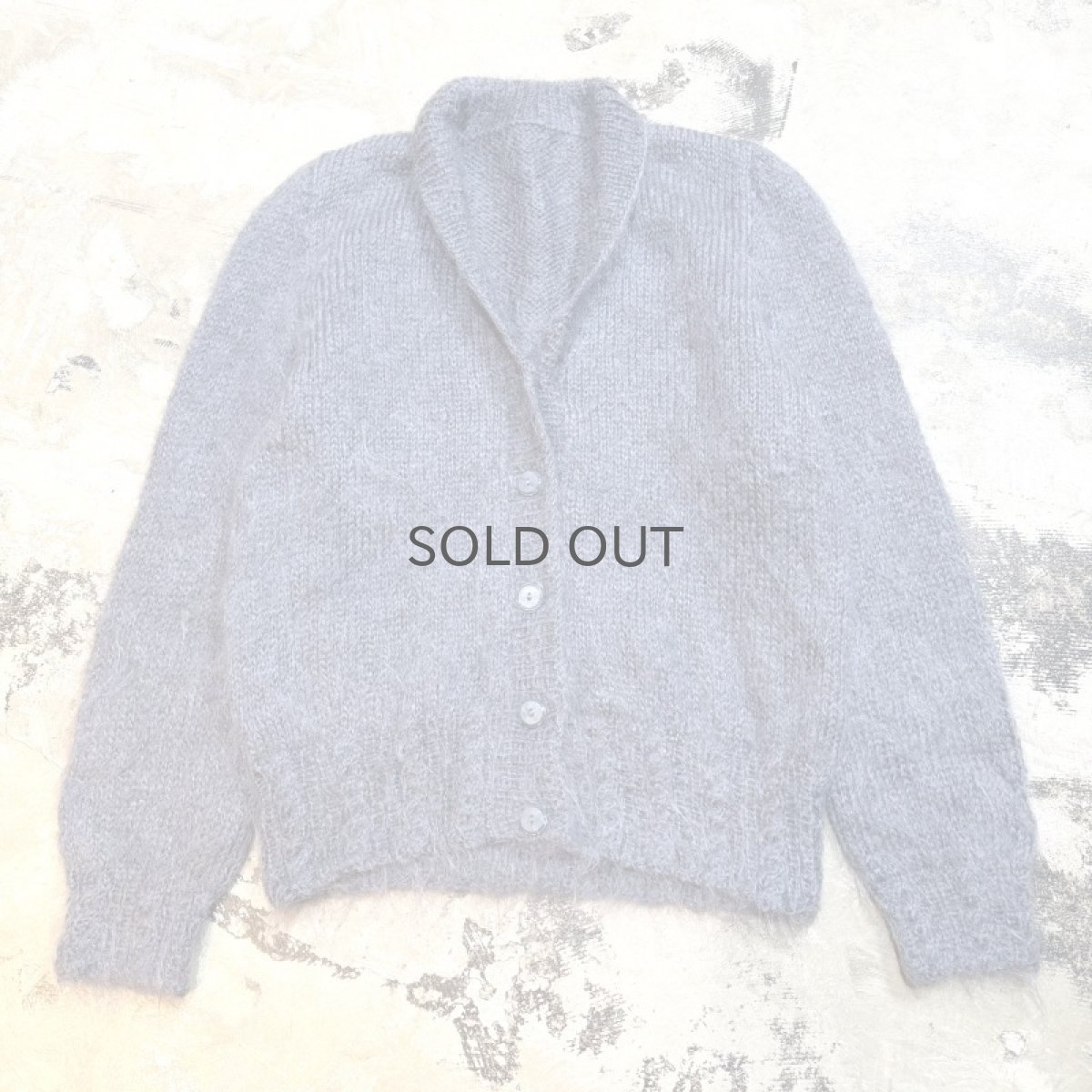 画像1: GRAY COLOR MOHAIR LIKE KNIT CARDIGAN / Mens M (1)