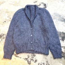 画像1: GRAY COLOR MOHAIR LIKE KNIT CARDIGAN / Mens M (1)