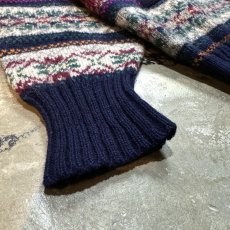 画像7: BORDER NORDIC PATTERN KNITTING CARDIGAN / Mens L (7)