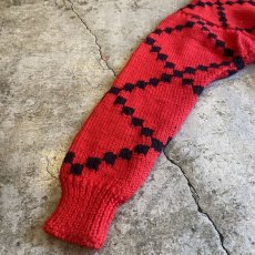 画像6: RED COLOR CROSS DESIGN KNIT SWEATER / Ladies M (6)