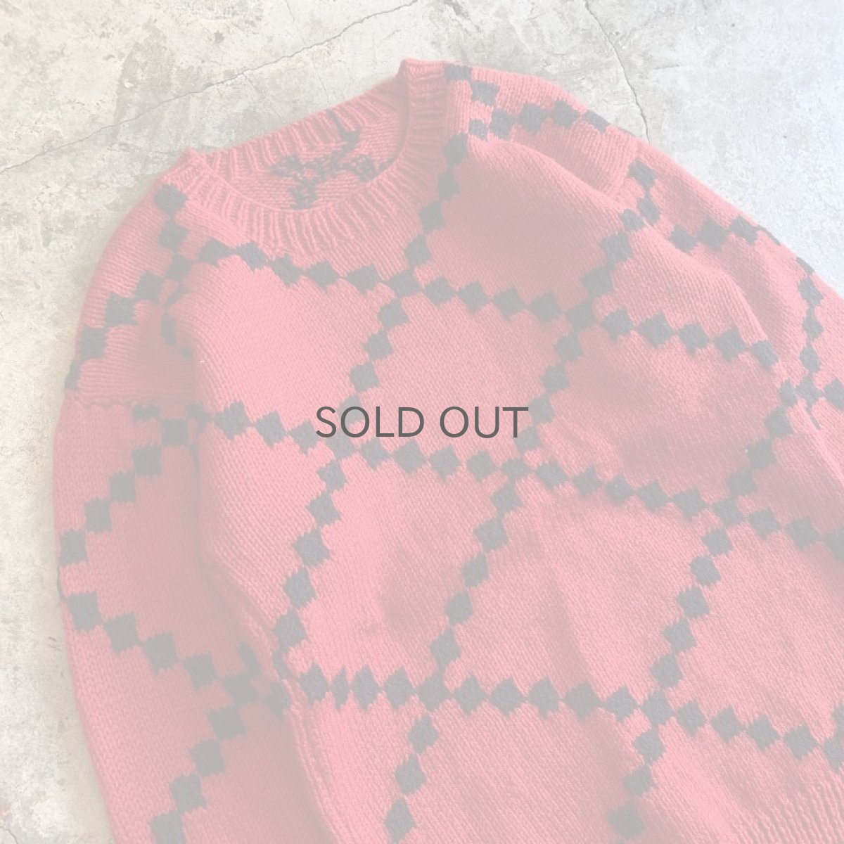 画像3: RED COLOR CROSS DESIGN KNIT SWEATER / Ladies M (3)