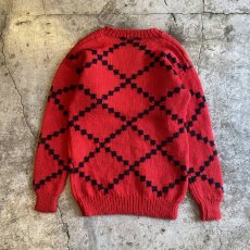 画像2: RED COLOR CROSS DESIGN KNIT SWEATER / Ladies M (2)