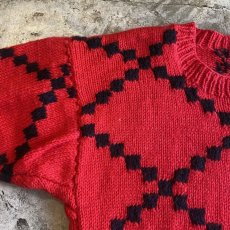 画像7: RED COLOR CROSS DESIGN KNIT SWEATER / Ladies M (7)