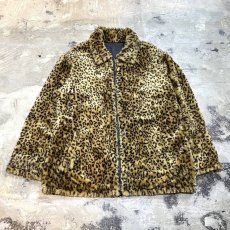 画像1: LEOPARD PATTERN FAUX FUR REVERSIBLE JACKET / Mens XL (1)