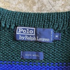 画像11: 【RALPH LAUREN】2 COLOR POINT LINE DESIGN KNIT SWEATER / Ladies L(M) (11)