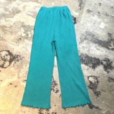 画像2: TURQUOISE GREEN COLOR RIB PANTS / FREE (2)