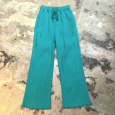 画像1: TURQUOISE GREEN COLOR RIB PANTS / FREE (1)