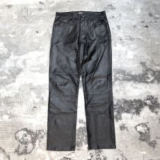 画像1: REAL LEATHER STRAIGHT SILHOUETTE PANTS / W32 (1)