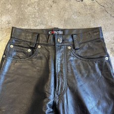 画像6: BLACK COLOR STRAIGHT LEATHER PANTS / W27(28) (6)