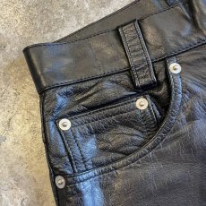 画像7: BLACK COLOR STRAIGHT LEATHER PANTS / W27(28) (7)