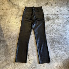 画像2: BLACK COLOR STRAIGHT LEATHER PANTS / W27(28) (2)