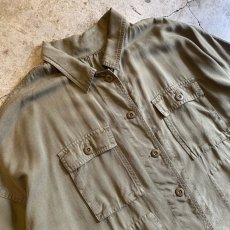 画像3: KHAKI COLOR 4POCKET DESIGN L/S SHIRT / Ladies L (3)