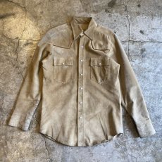 画像1: SUEDE LEATHER WESTERN DESIGN L/S SHIRT / Ladies L (1)