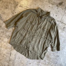 画像4: KHAKI COLOR 4POCKET DESIGN L/S SHIRT / Ladies L (4)