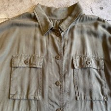 画像5: KHAKI COLOR 4POCKET DESIGN L/S SHIRT / Ladies L (5)