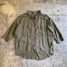 画像1: KHAKI COLOR 4POCKET DESIGN L/S SHIRT / Ladies L (1)