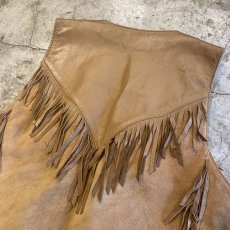 画像7: LEATHER FRINGE POINT CONCHO DESIGN VEST / Ladies M (7)